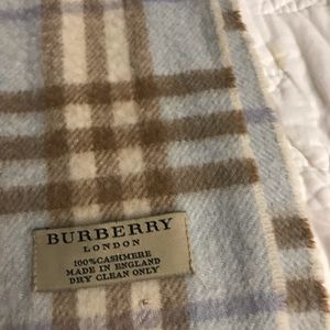 Light blue and grey checked classic cashmere scarf